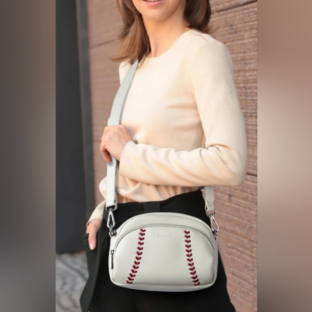 Cream Crossbody Bag with Rounded Shape